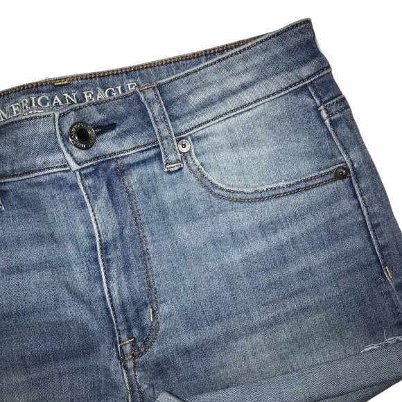 American Eagle Distressed Hi-Rise Shortie Shorts 8 - Picture 3 of 8